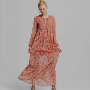 Xhiliration womens XL womens long pheasant maxi dress. VGU